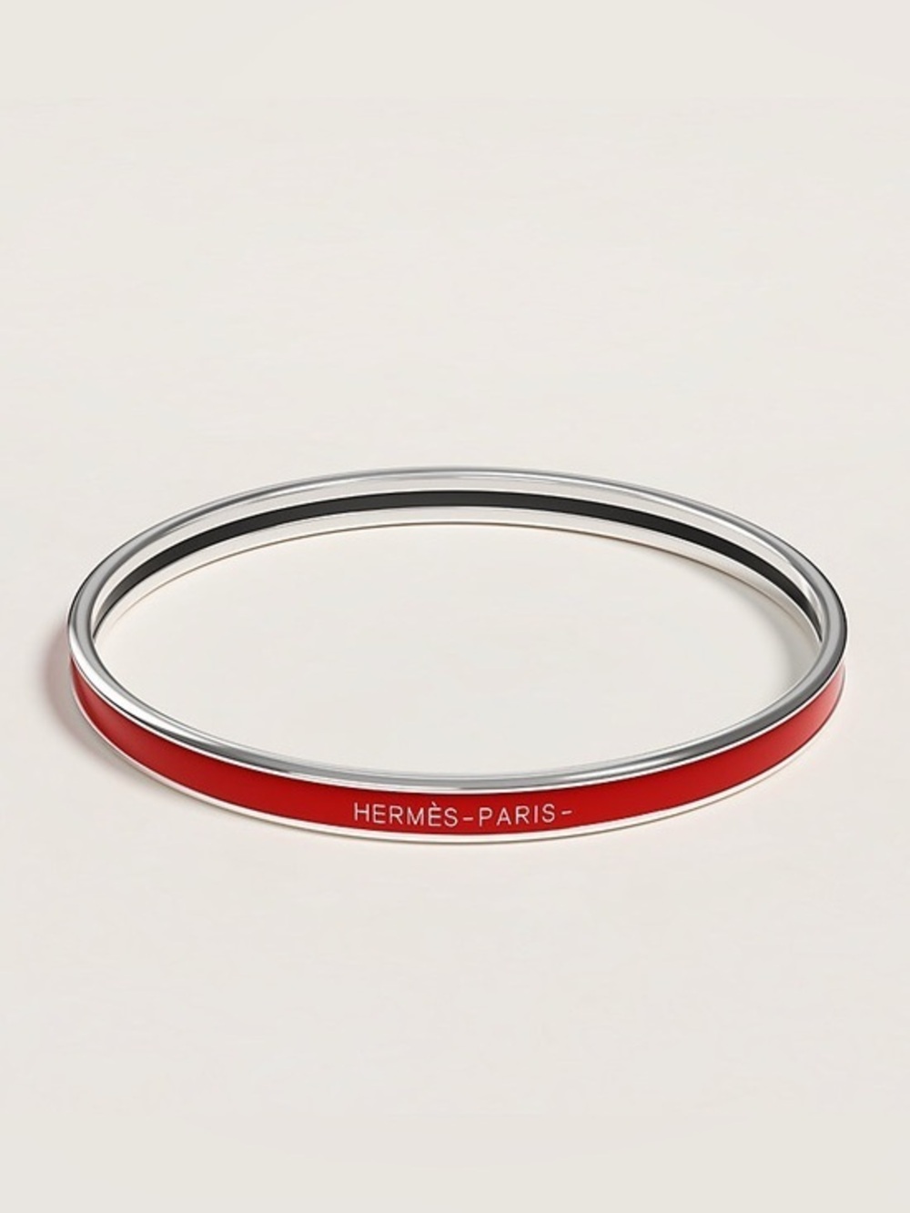 Hermès Uni Red Enamel Double Bangle Bracelet